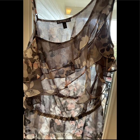 Express Sheer One Shoulder Ruffle Sleeveless Tank Top Small - Picture 6 of 6
